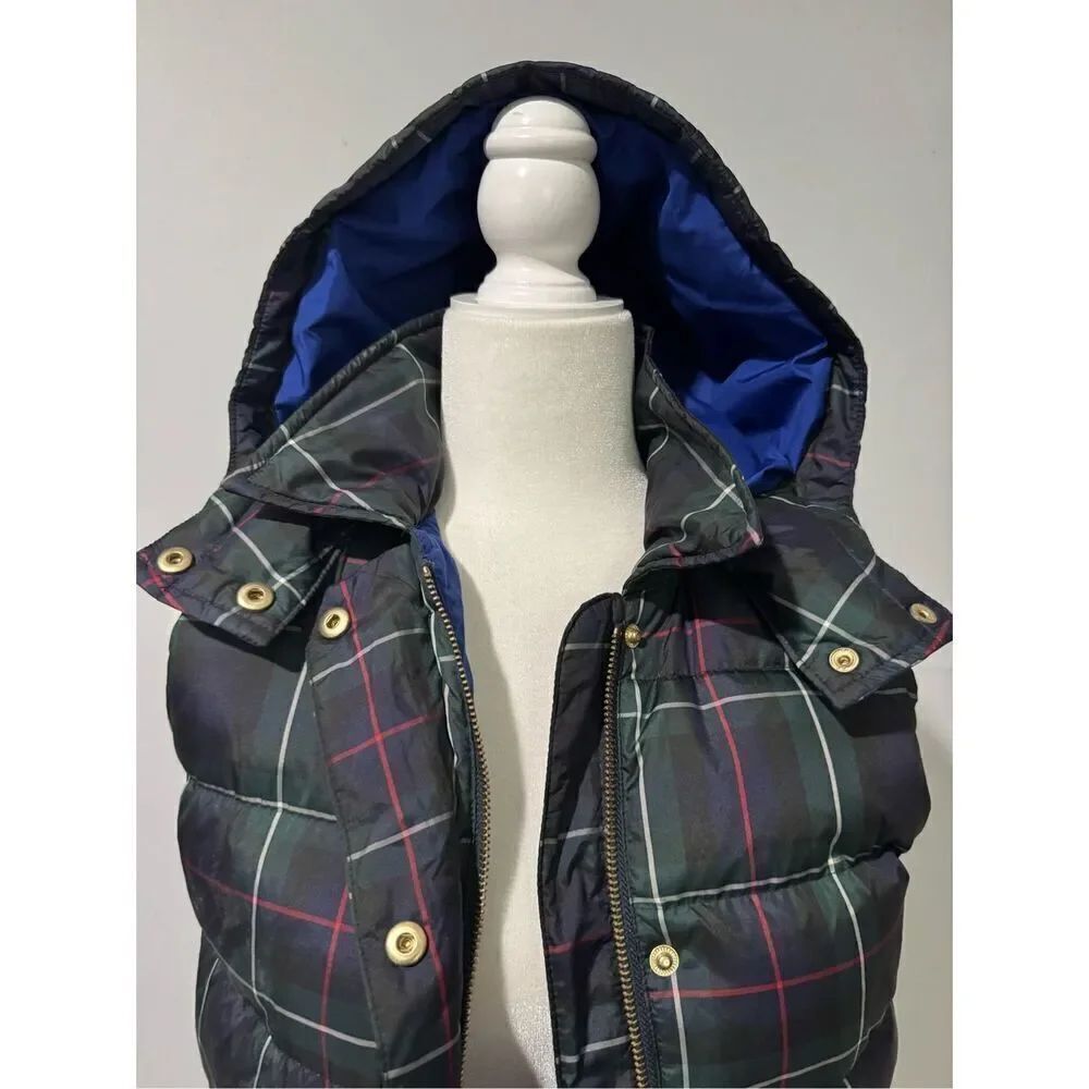 J. Crew plaid puffer vest features removable hood XS - Picture 9 of 12